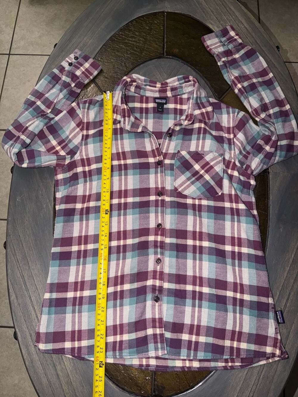 Patagonia Women's Size 4 Purple Plaid Organic Cotton Button-Down Flannel Shirt